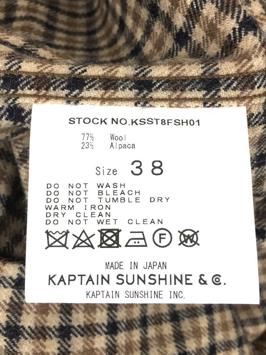 KAPTAIN SUNSHINE◆Steven Alan別注/オープンカラーシャツ/ジャケット/38/ウール/CML/KSST8FSH01_画像4