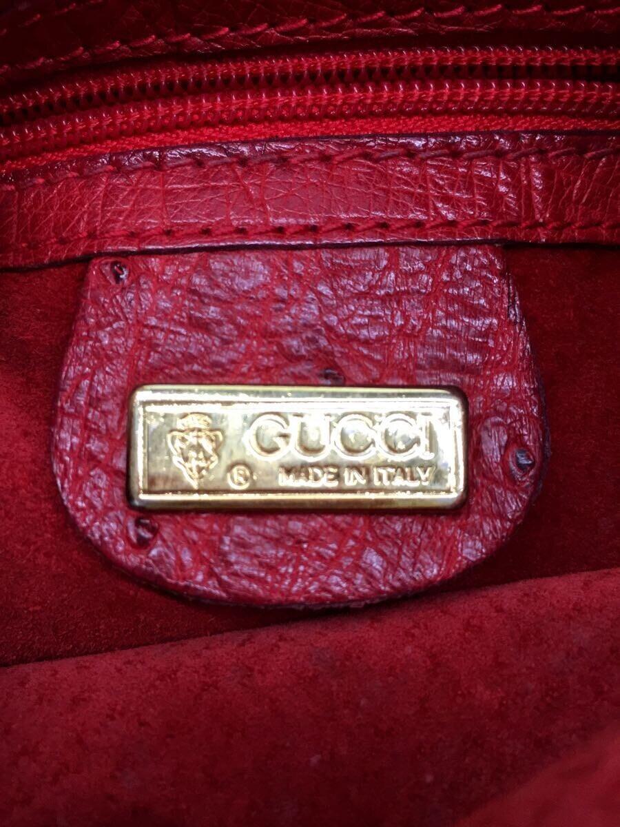 GUCCI◆OLD/オーストリッチ/ショルダーバッグ/レザー/RED