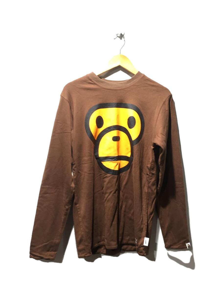 A BATHING APE◆長袖Tシャツ/M/コットン/ブラウン/BABY MILO/リバーシブル_画像1