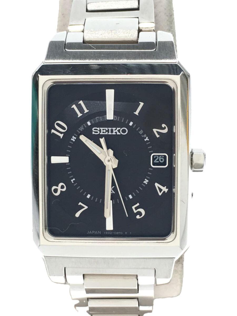 SEIKO◆ソーラー腕時計/アナログ/ステンレス/BLK/SLV/1B32-0AS0