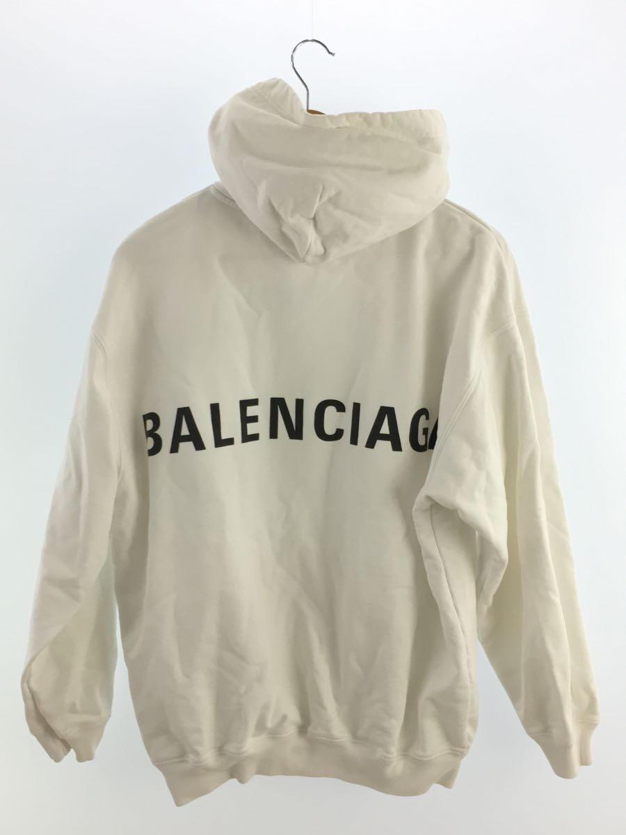 BALENCIAGA◆バックロゴフーディー/バックロゴプリントパーカー/XS/コットン/WHT/無地/TS91 556143_画像2