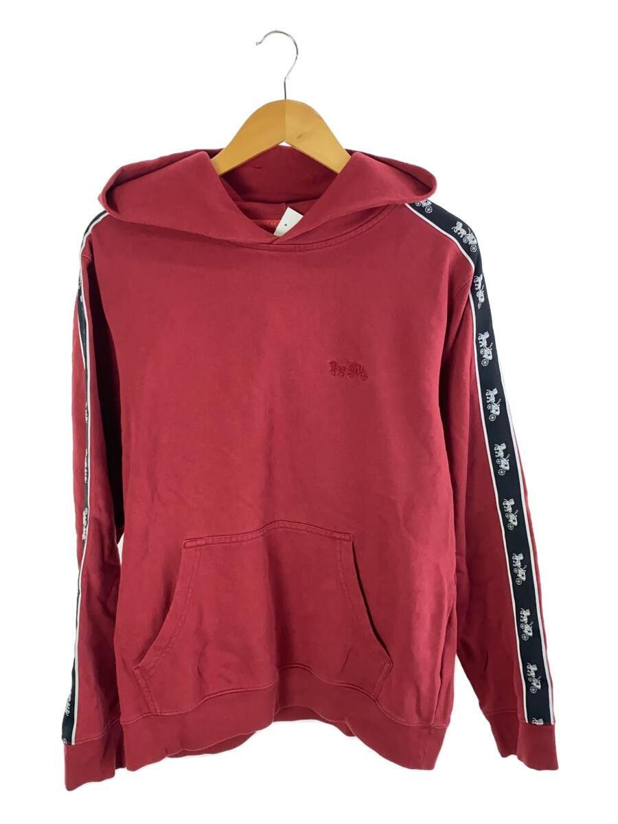 COACH◆HORSE AND CARRIAGE TAPE HOODIE/パーカー/M/コットン/ボルドー/79518