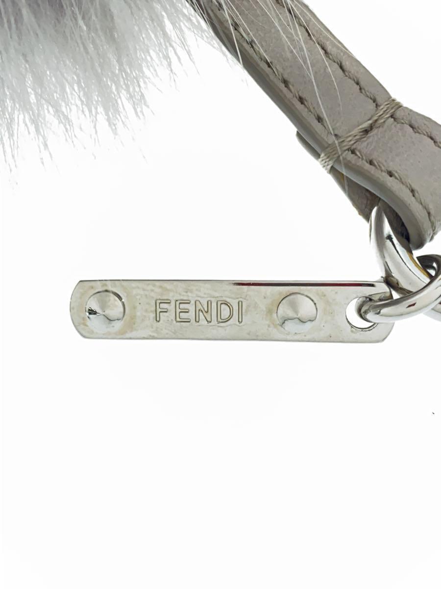 FENDI◆キーホルダー/GRY/レディース/7AR259/ポンポン/バッグチャーム