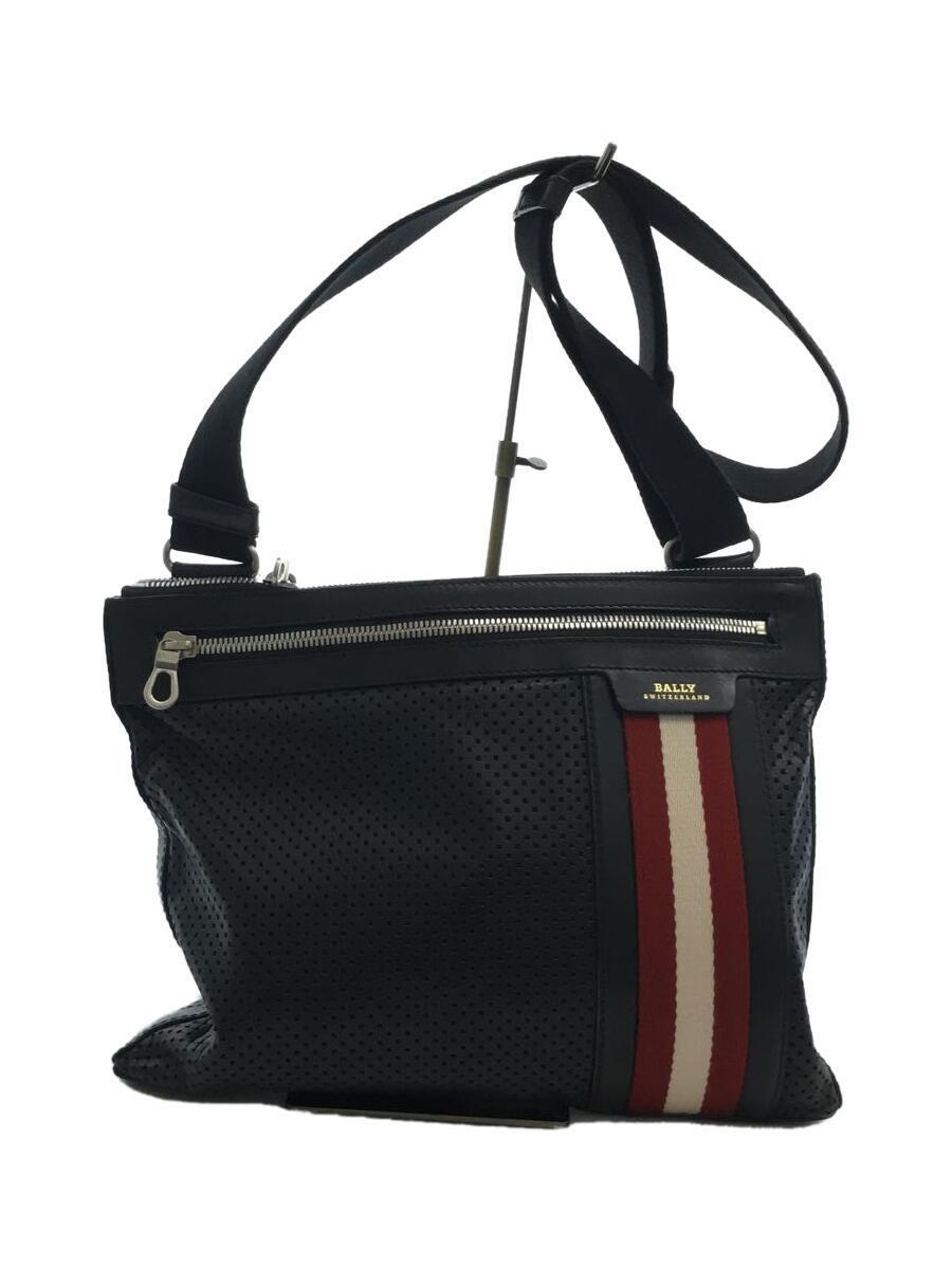 BALLY◇ショルダーバッグ/レザー/BLK/軽微なスレ有-