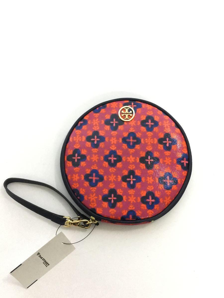 TORY BURCH◆ポーチ/PVC/PNK/総柄/丸型