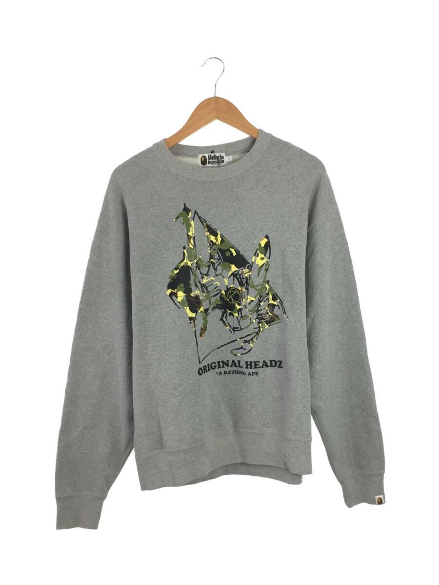 A BATHING APE◆UNKLE POINTMAN LOGO RELAXED CREWNECK/スウェット/L/グレー_画像1