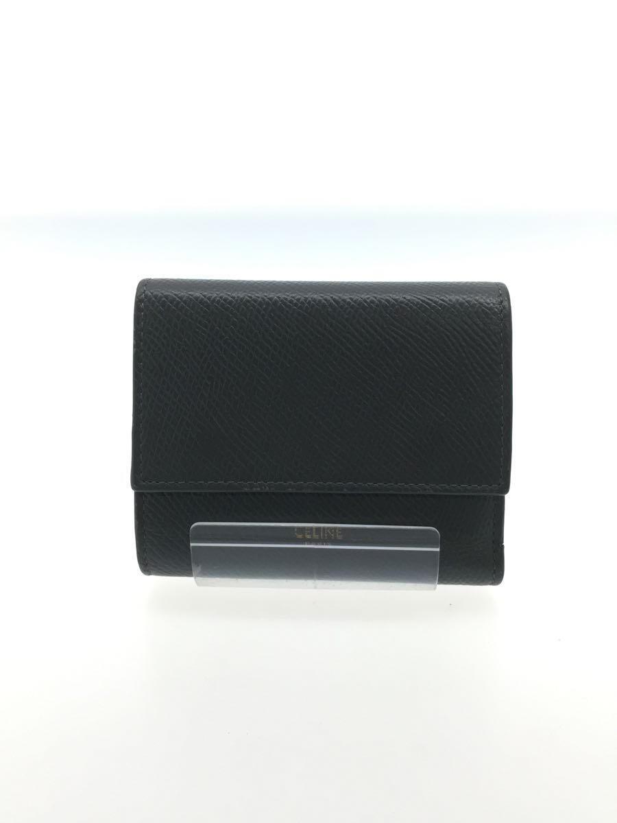 高品質 CELINE◇Small Wallet/3つ折り財布/レザー/GRY/レディース