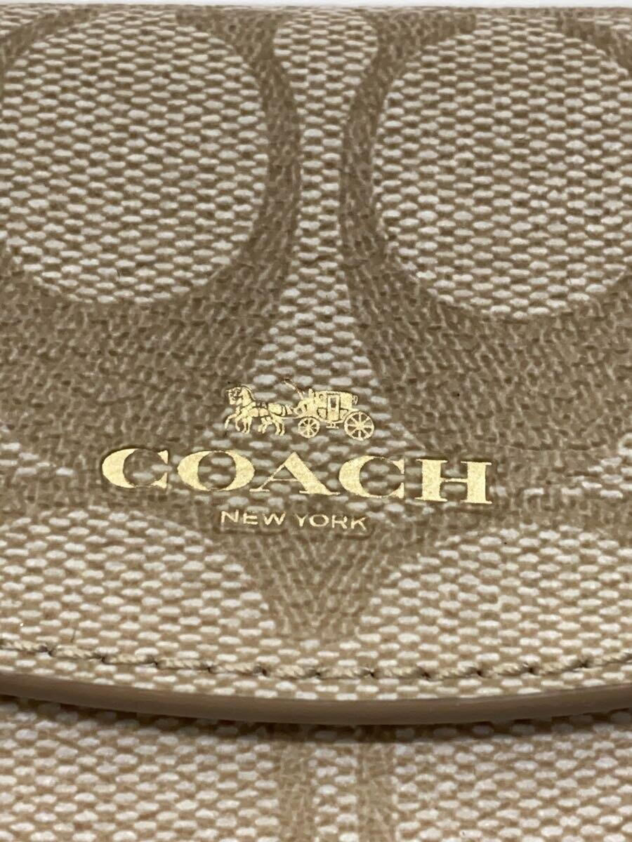 COACH◆キーケース_シグネチャー/PVC/BEG/総柄/レディース_画像3