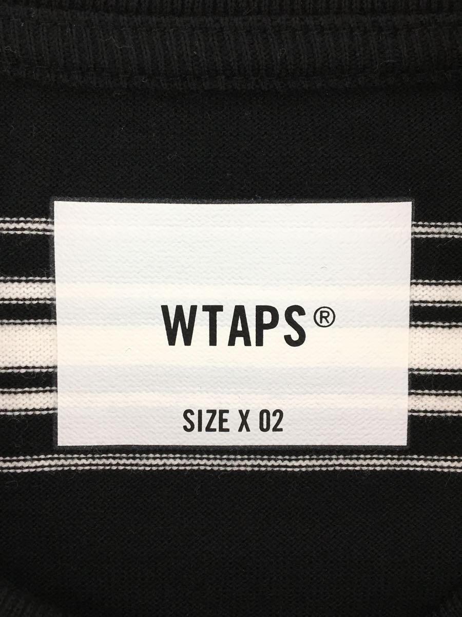 WTAPS◆長袖Tシャツ/COTTON．TEXTILE/2/コットン/BLK/ボーダー/222ATDT-CSM13_画像3