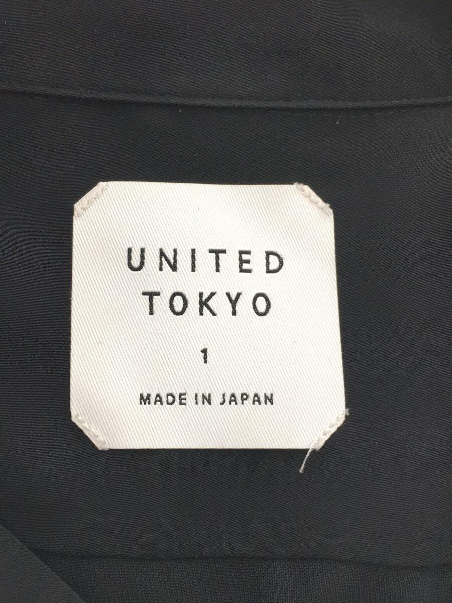 UNITED TOKYO◆UNITED TOKYO/サテンオープンカラーシャツ/1/ポリエステル/ブラック/無地/407102011_画像3