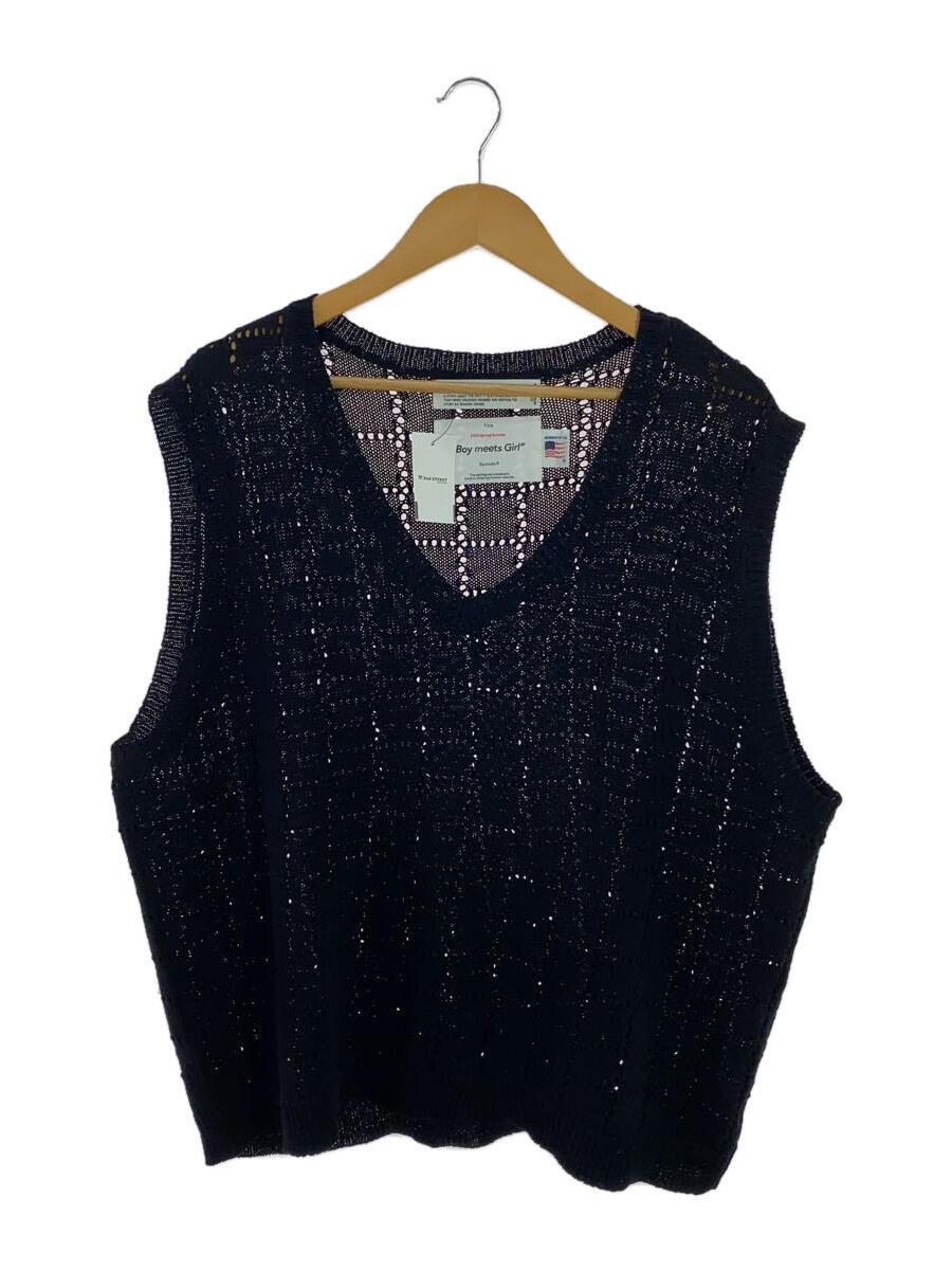 DAIRIKU◆22SS/A.J KNIT VEST/ニットベスト/FREE/コットン/ブラック/K-4