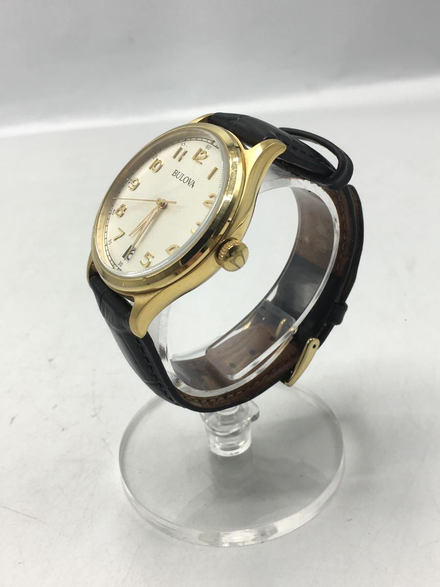 BULOVA◆クォーツ腕時計/アナログ/レザー/97B147_画像2