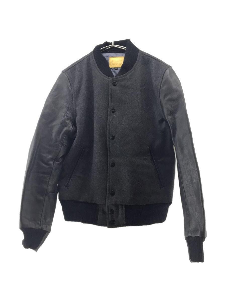 Lee* stadium jumper /M/ wool /GRY/ plain /LT0937/ cow leather / inside side dirt have 
