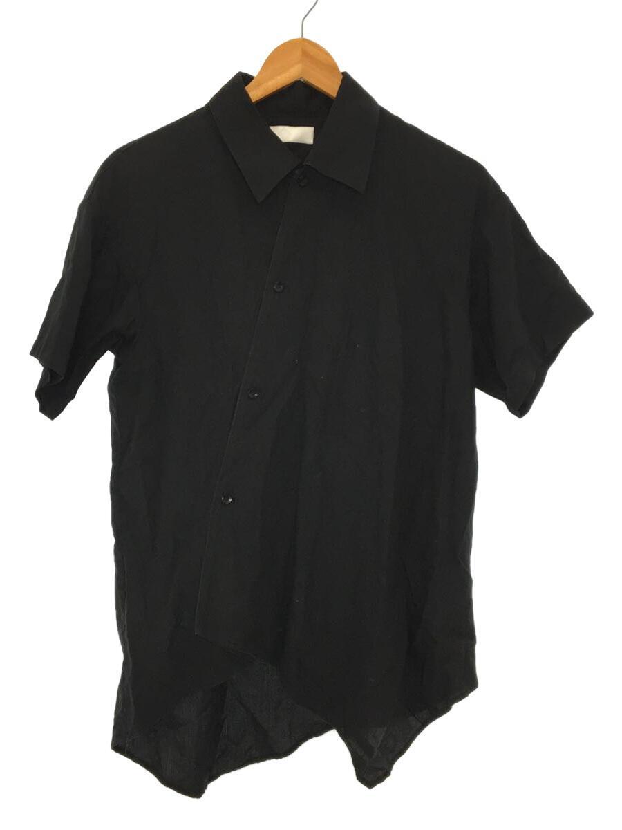 ETHOSENS◆アシンメトリーシャツ/E118-102/半袖/ブラック