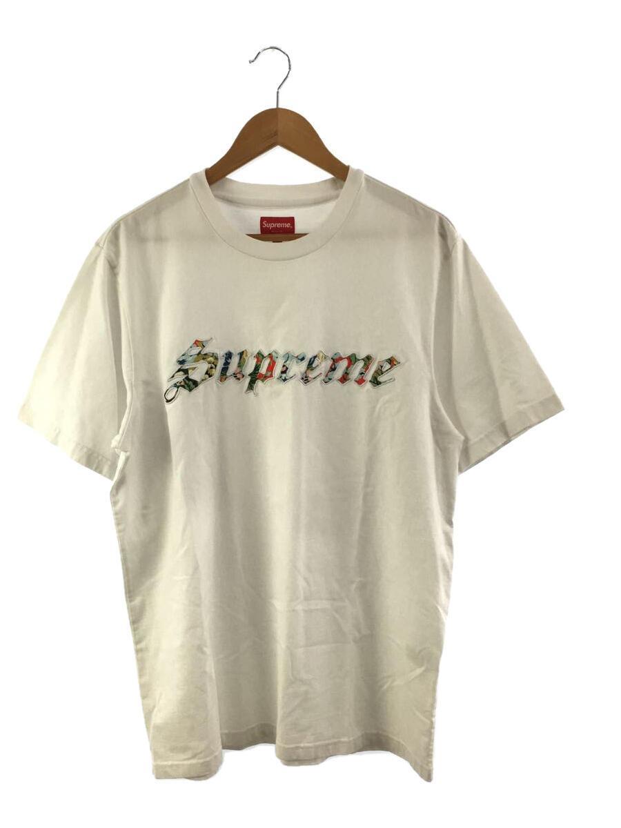 Supreme◆21SS/Floral Applique S/S Top/フローラル/Tシャツ/L/コットン/ホワイト