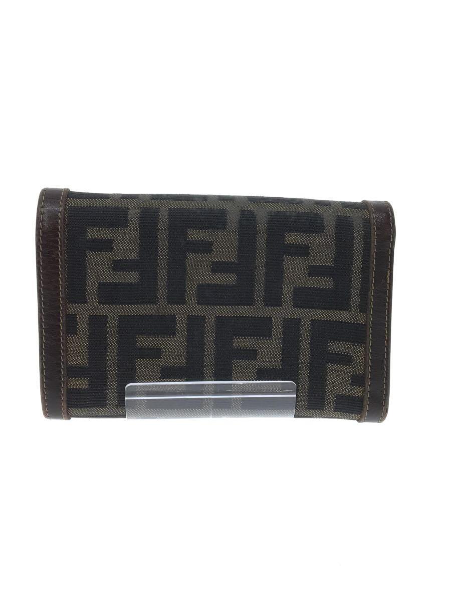 FENDI◆オールド/ズッカ/2つ折り財布/カーキ/ブラウン/総柄/レディース_画像2