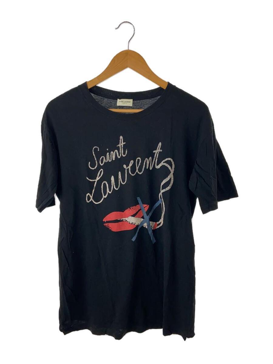 SAINT LAURENT◆17SS/スモーキングリップＴシャツ/XS/コットン/ブラック/482676