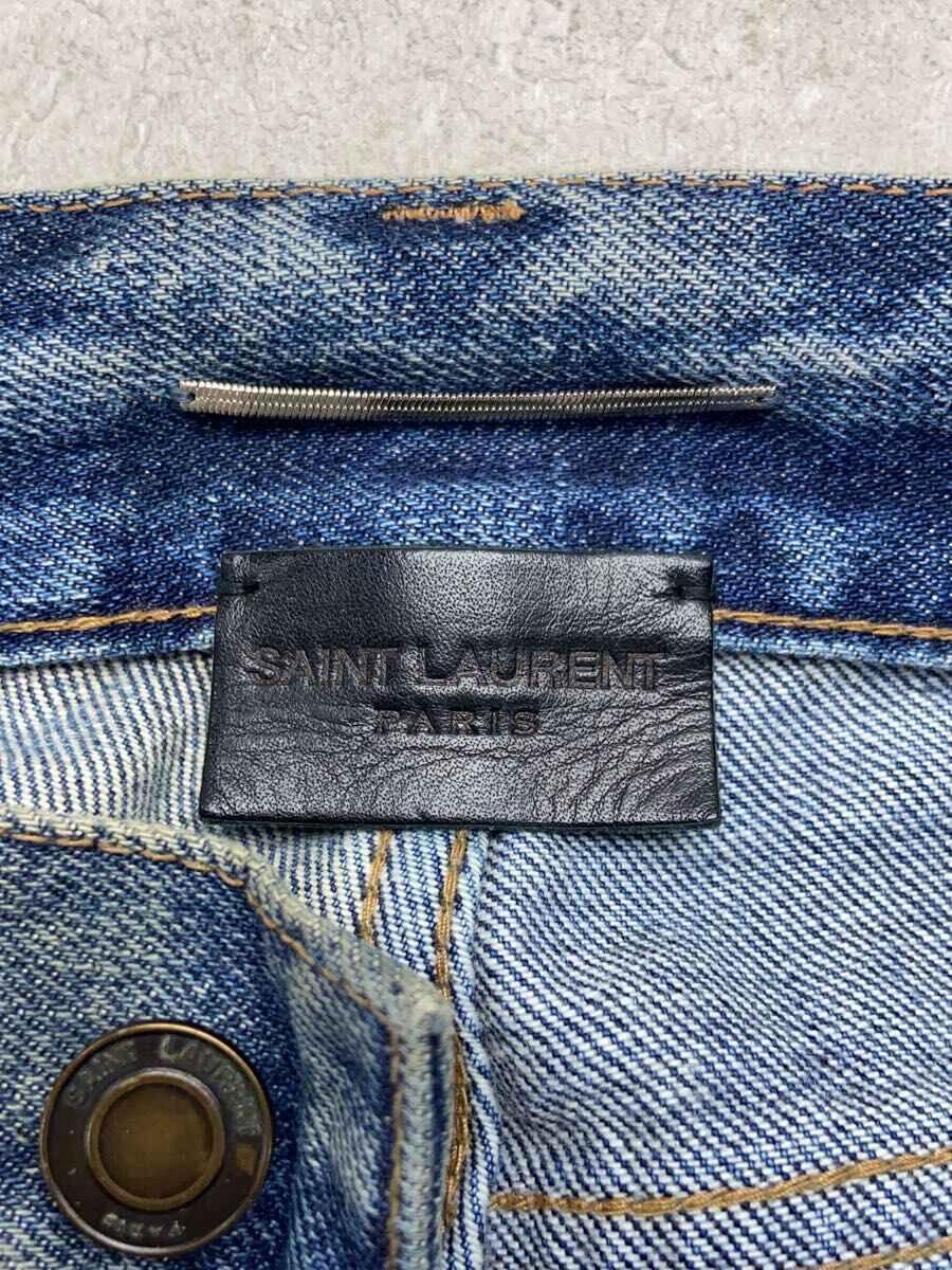 SAINT LAURENT◆ペイント加工/ボトム/28/コットン/インディゴ/526881_画像4