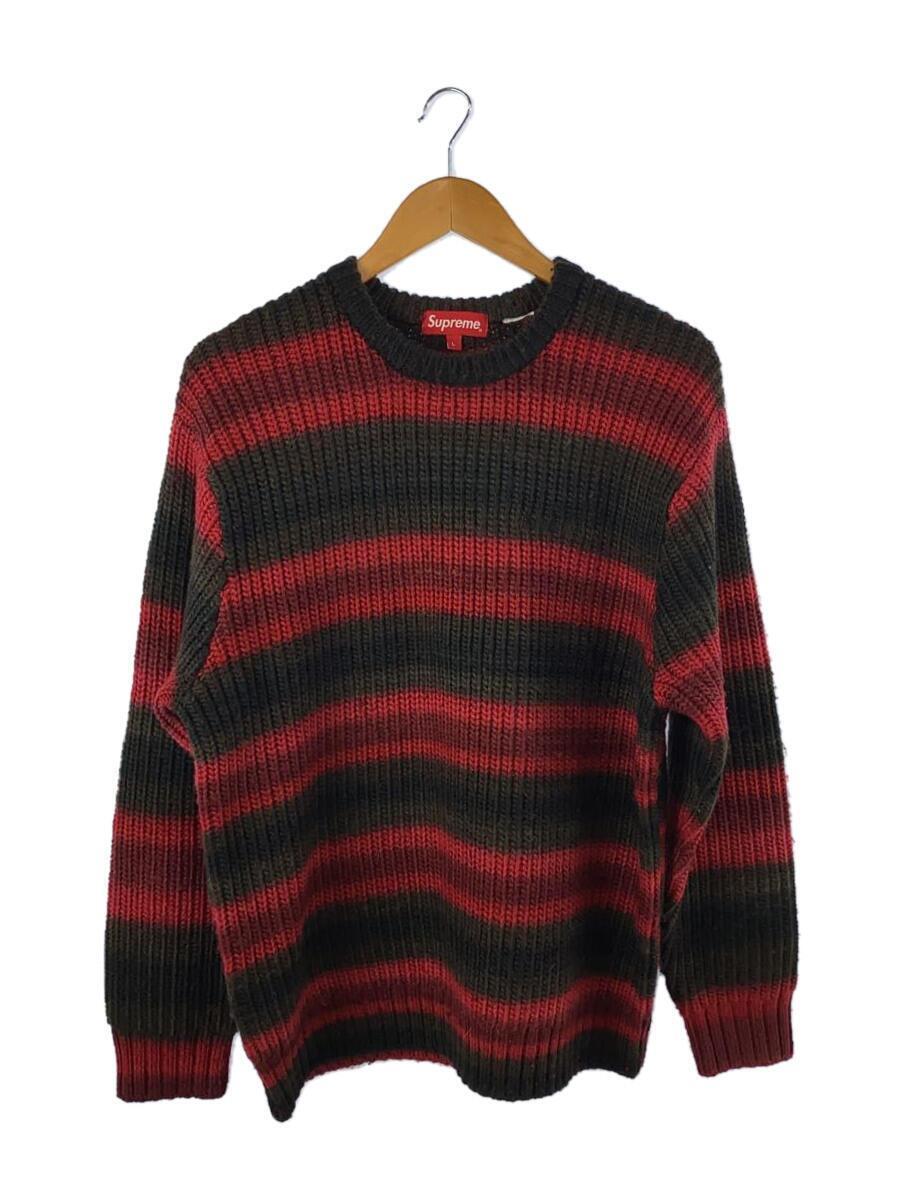 Supreme◆17AW/Ombre Stripe Sweater/セーター(厚手)/L/アクリル/RED/ボーダー