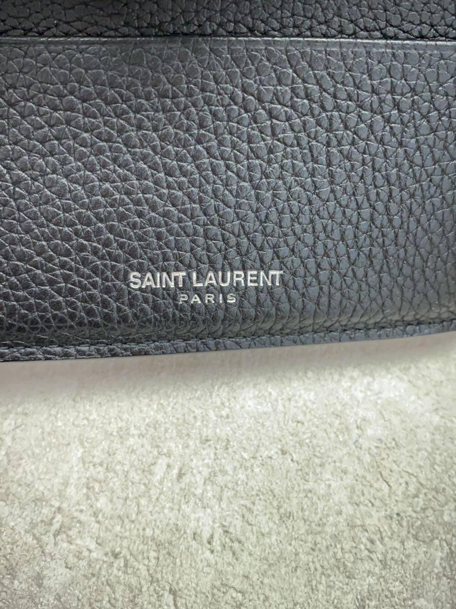 YVES SAINT LAURENT◆レザー2つ折り財布/レザー/BLK/無地/メンズ_画像3