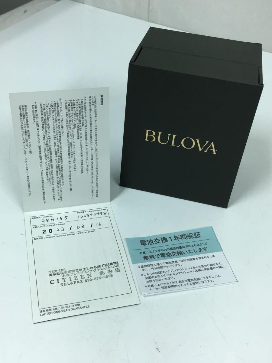 BULOVA◆クォーツ腕時計/アナログ/レザー/BLK/98A155_画像6