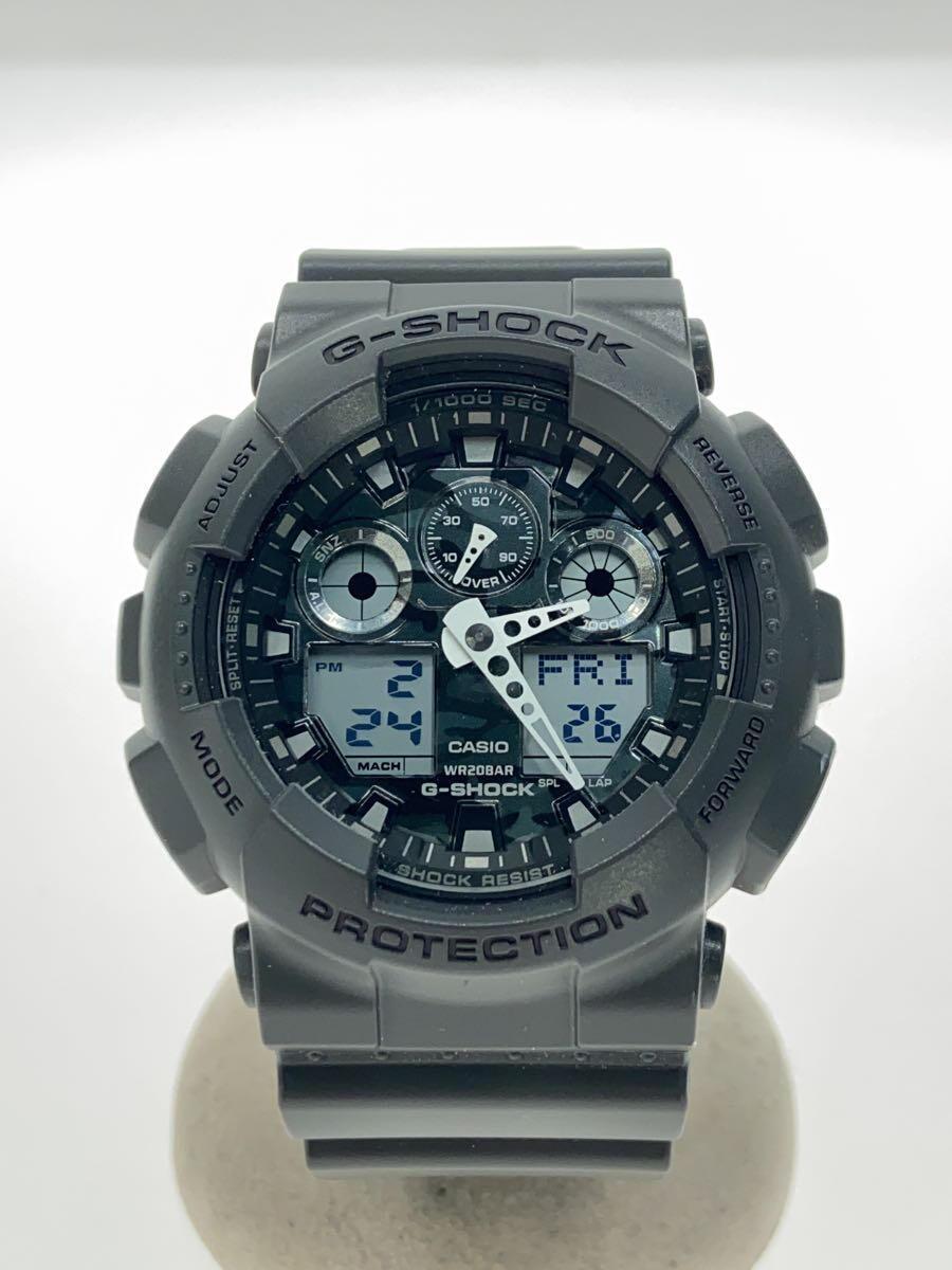 CASIO◆クォーツ腕時計・G-SHOCK/デジアナ/ブラック/グレー/GA-100CF-8AJF/_画像1
