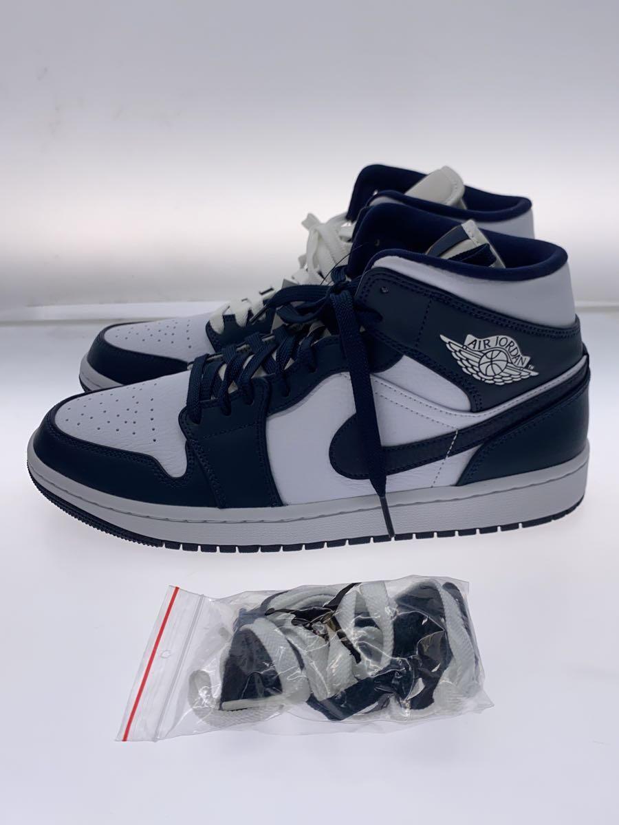 NIKE◆AIR JORDAN 1 MID/エアジョーダンミッド/ホワイト/554724-174/27.5cm/WHT_画像1