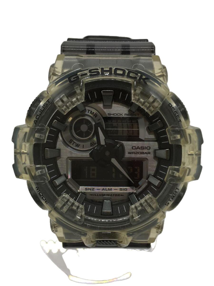 完成品 CASIO◇クォーツ腕時計_G-SHOCK/デジアナ/ラバー/SLV/BLK