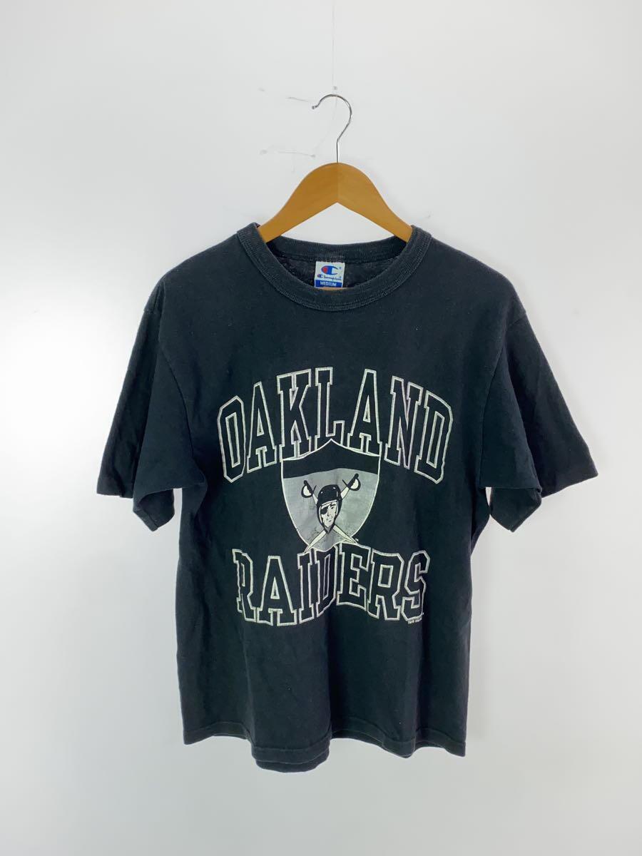 Champion◆90s/RAIDERS/Tシャツ/M/コットン/ブラックの画像1