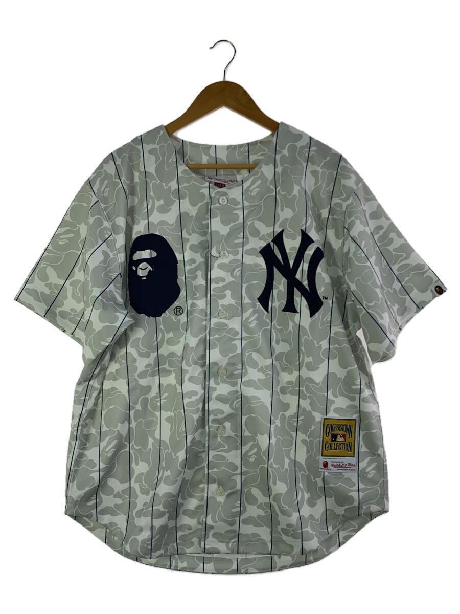 A BATHING APE◆NEW YORK YANKEES ABC CAMO JERSEY/半袖シャツ/XL/グレー/総柄/カモ_画像1