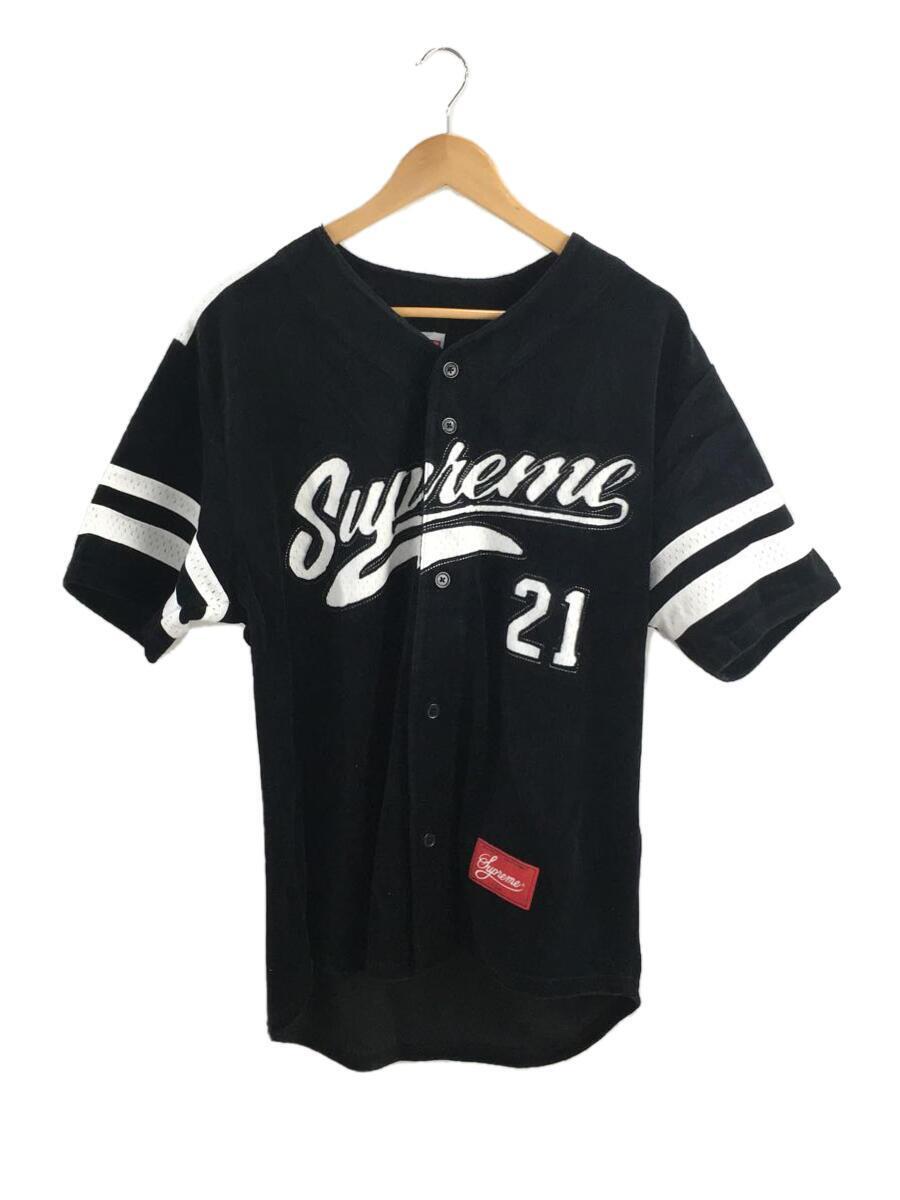 Supreme◆17ss/Satin Baseball Jersey/M/コットン/ブラック_画像1