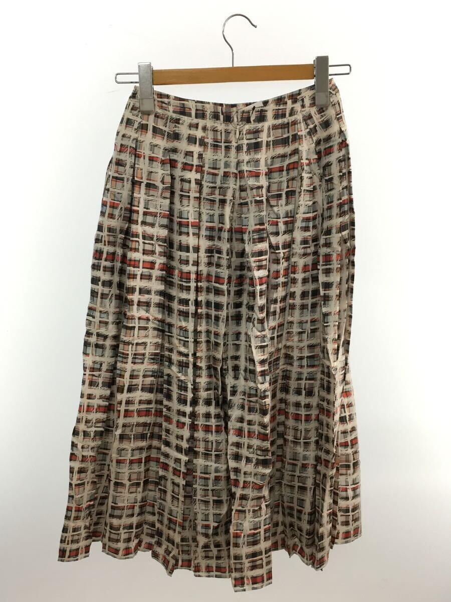 BURBERRY◆Pleated Scribble Check Silk Skirt/36/シルク/マルチカラー/総柄/4072734_画像2