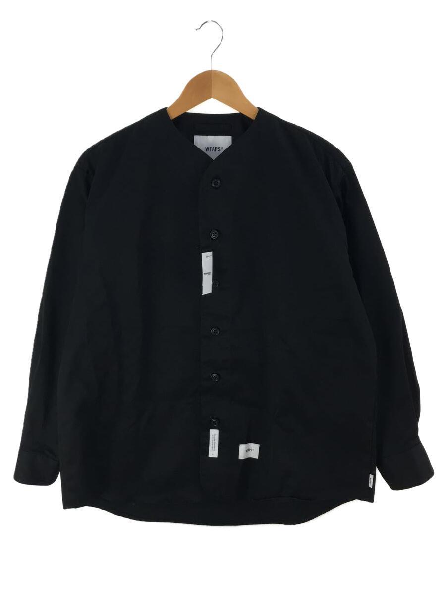 WTAPS◆22AW/LEAGUE/長袖シャツ/1/ポリエステル/ブラック/222TQDT-SHM04