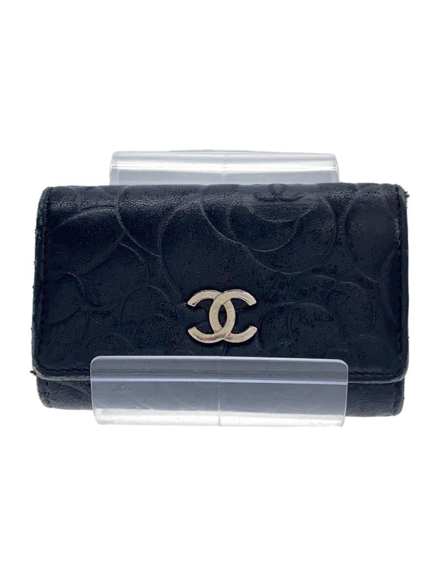 CHANEL* key case / leather / black / lady's / turtle rear /6 ream key case 