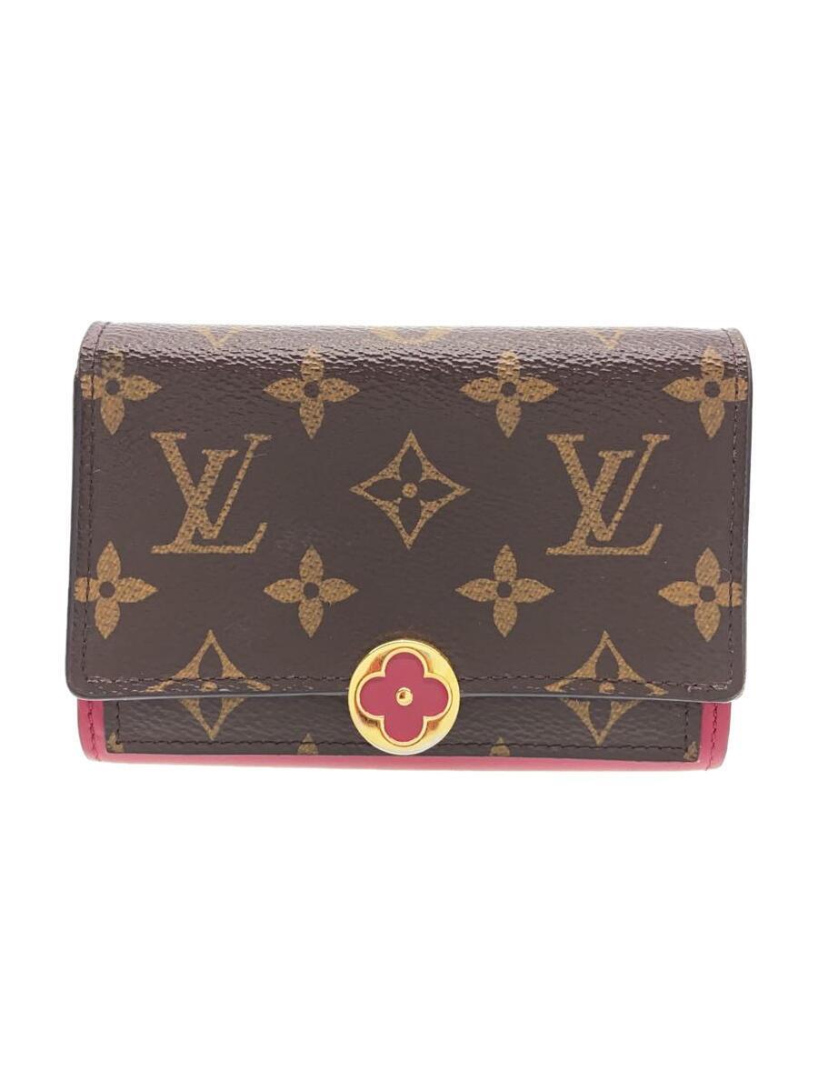 LOUIS VUITTON◆ポルト・フォイユ・フロール・コンパクト_モノグラム・キャンバス_BRW_コクリコ/PVC/BRW/レディース_画像1