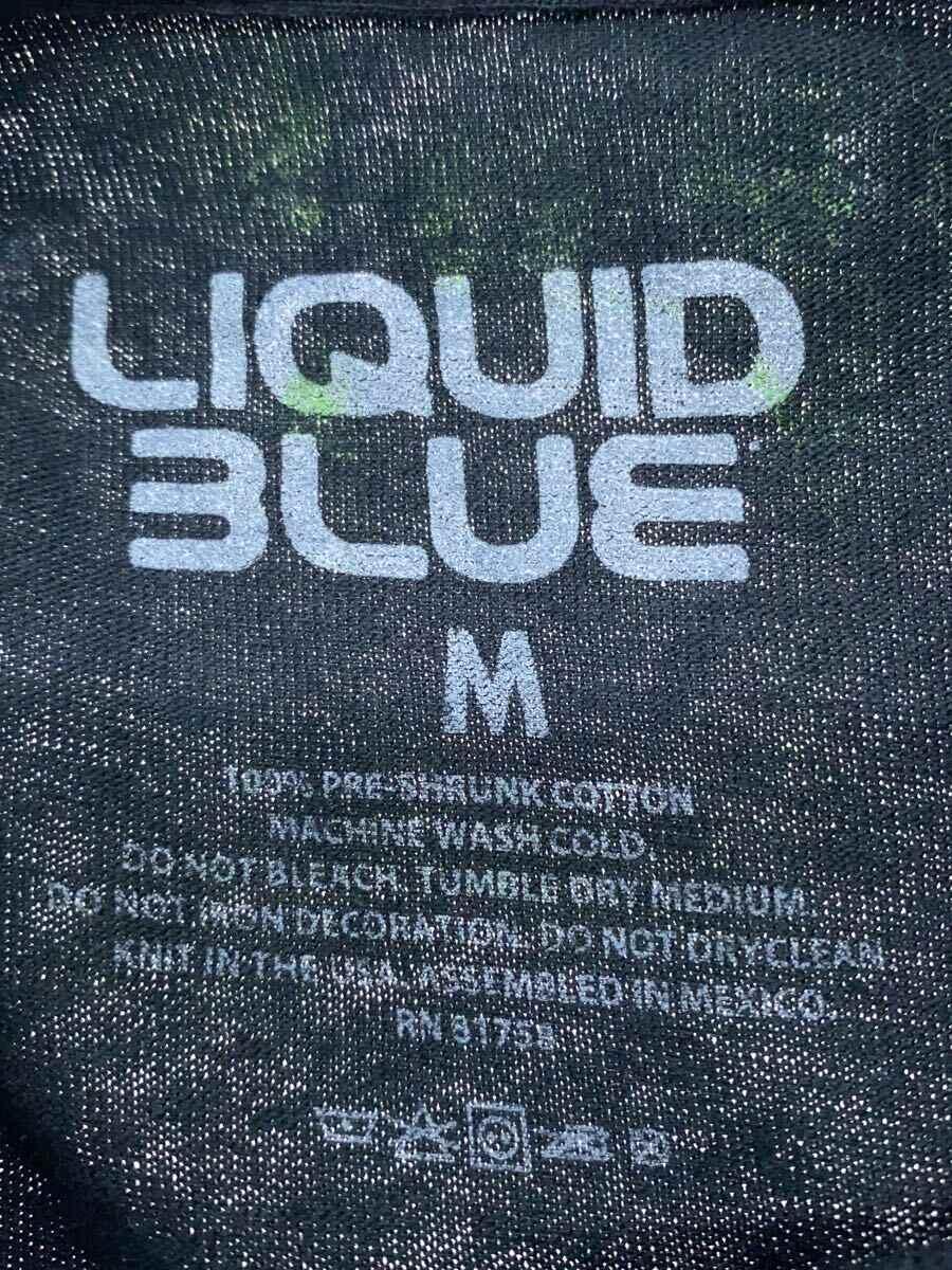 liquid blue/スカルTシャツ/M/コットン/グリーン/総柄_画像3