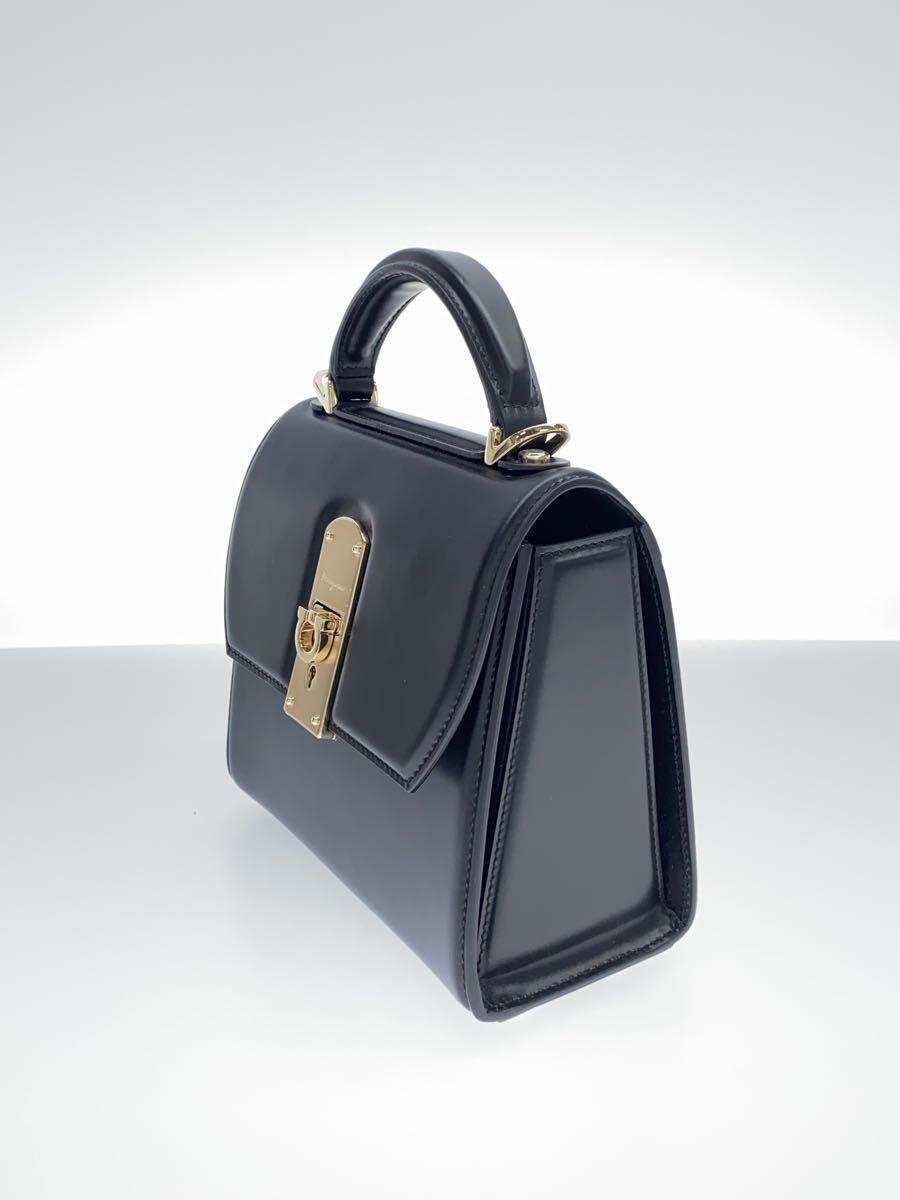 Salvatore Ferragamo◆BOXYZ BAG/ハンドバッグ/レザー/BLK/無地/I435_画像2