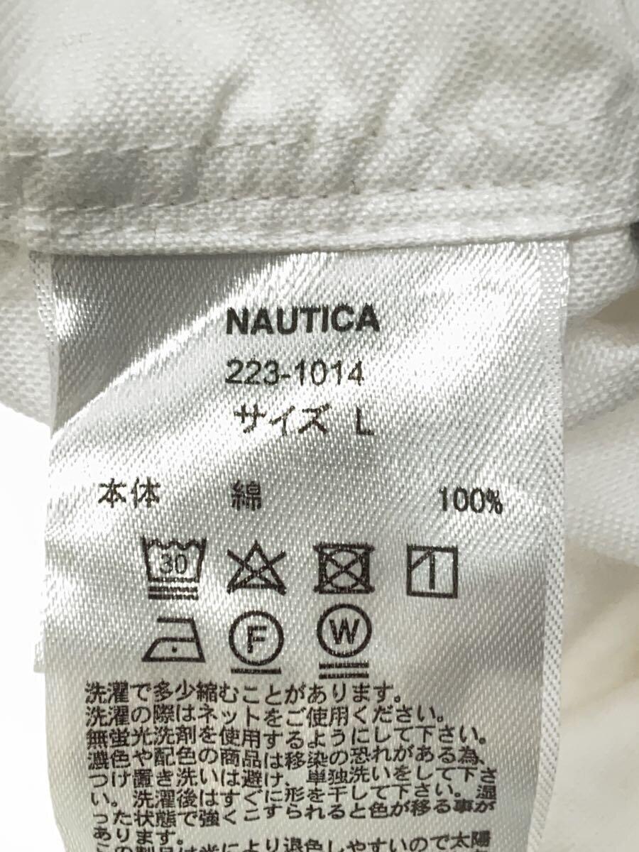 NAUTICA◆長袖シャツ/L/コットン/WHT/無地/223-1014_画像4