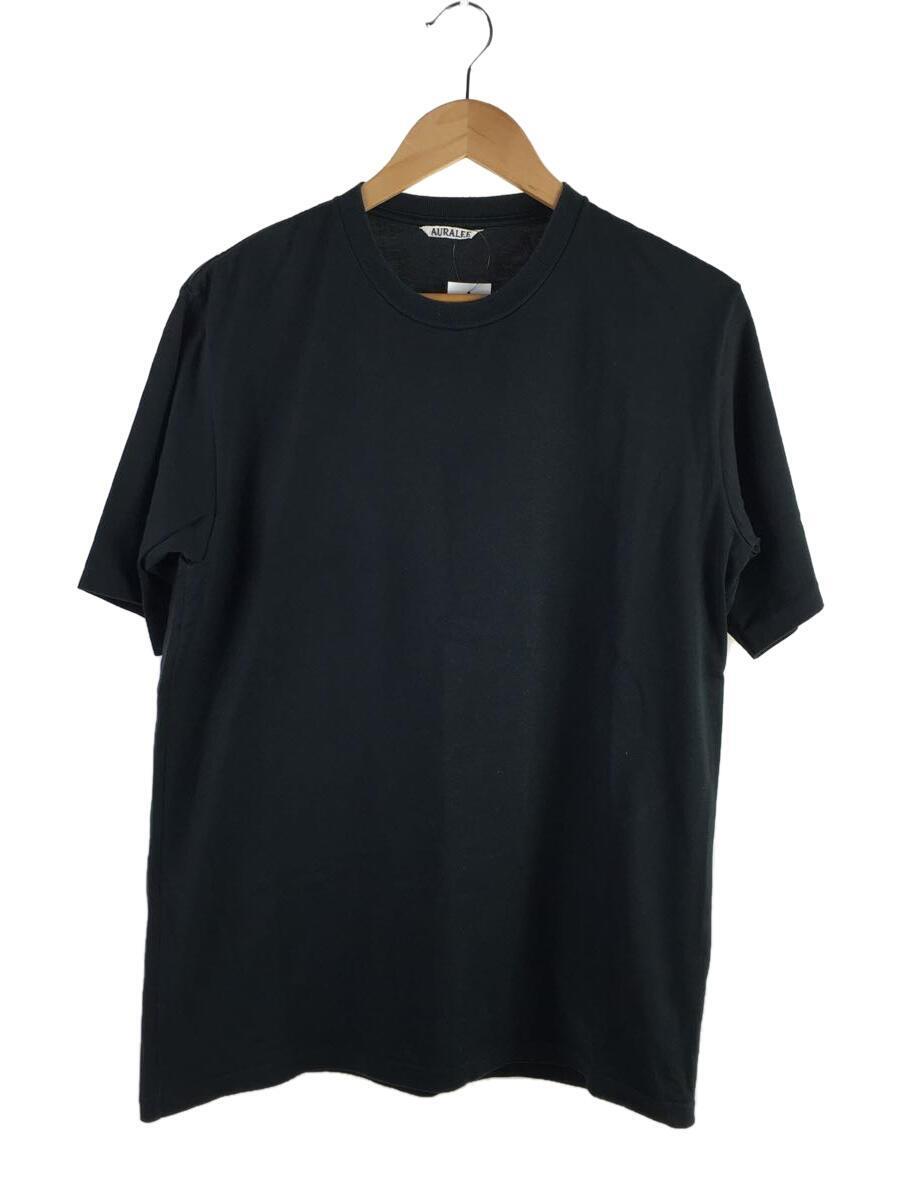 AURALEE◆20SS/LUSTER PLAITING TEE/3/コットン/BLK/無地/A20ST02GT