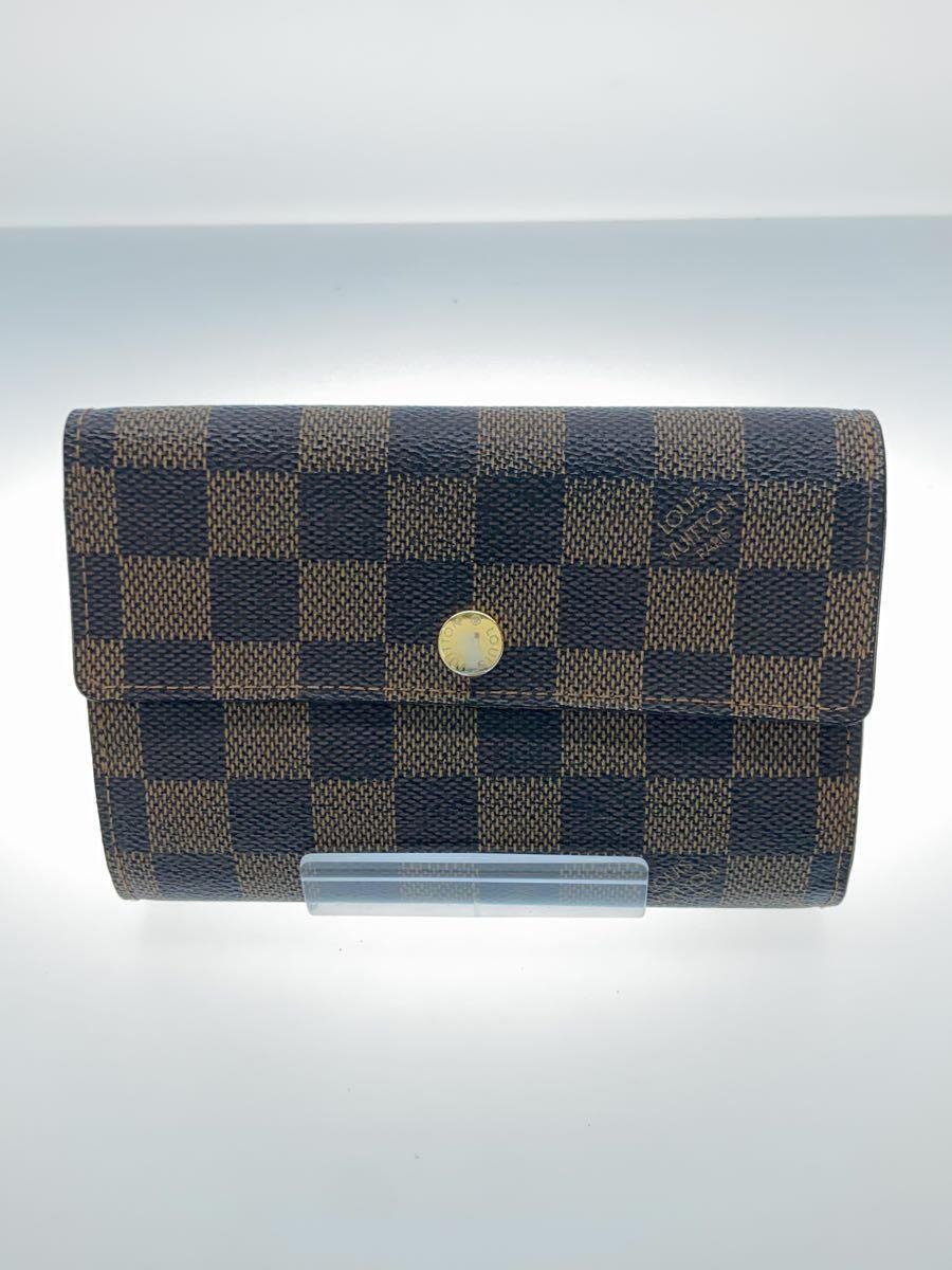 LOUIS VUITTON◆ポルト・フォイユ・アレクサンドラ_ダミエ・エベヌ_BRW/PVC/BRW/総柄/財布_画像1