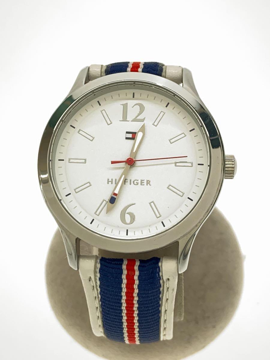 TOMMY HILFIGER◆クォーツ腕時計/アナログ/レザー/WHT/マルチカラー/153.3.95.1809_画像1