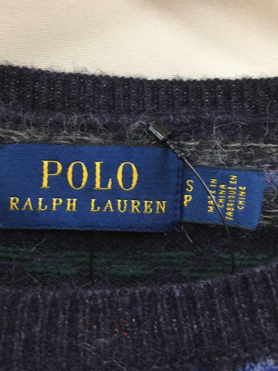 POLO RALPH LAUREN◆カシミヤ・アルパカ混フリル付きセーター(厚手)/S/ウール/パープル/ノルディック柄