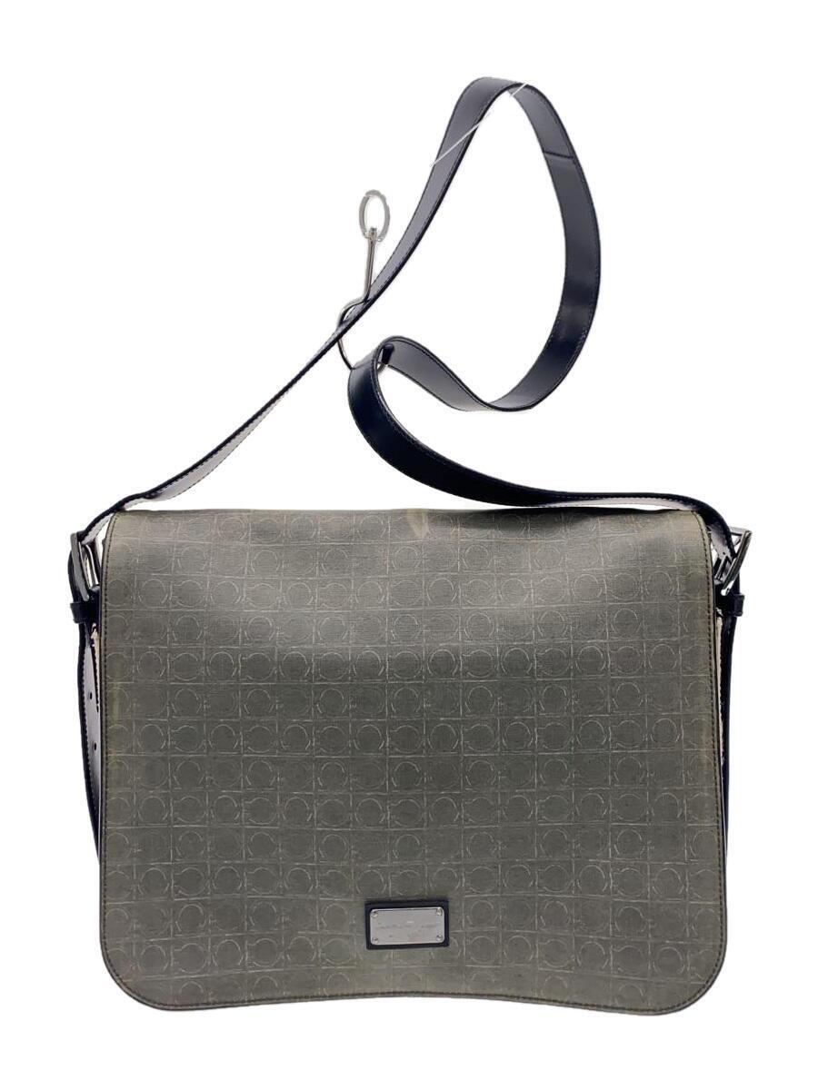Salvatore Ferragamo◆ショルダーバッグ/ガンチーニ/PVC/GRY/総柄/変色有