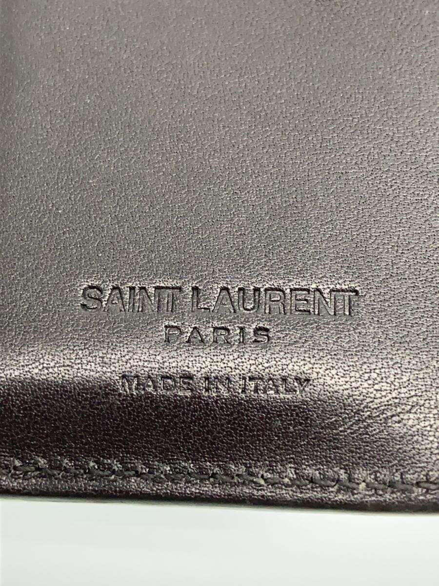 YVES SAINT LAURENT◆3つ折り財布/レザー/BLK/無地/メンズ_画像3