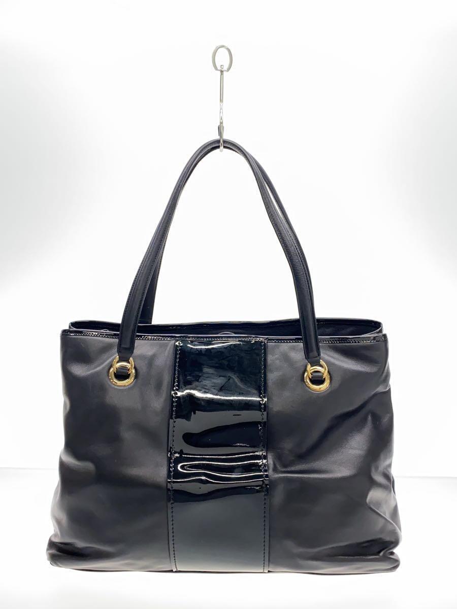 Salvatore Ferragamo◆トートバッグ/レザー/BLK/無地/GG-21E167_画像3