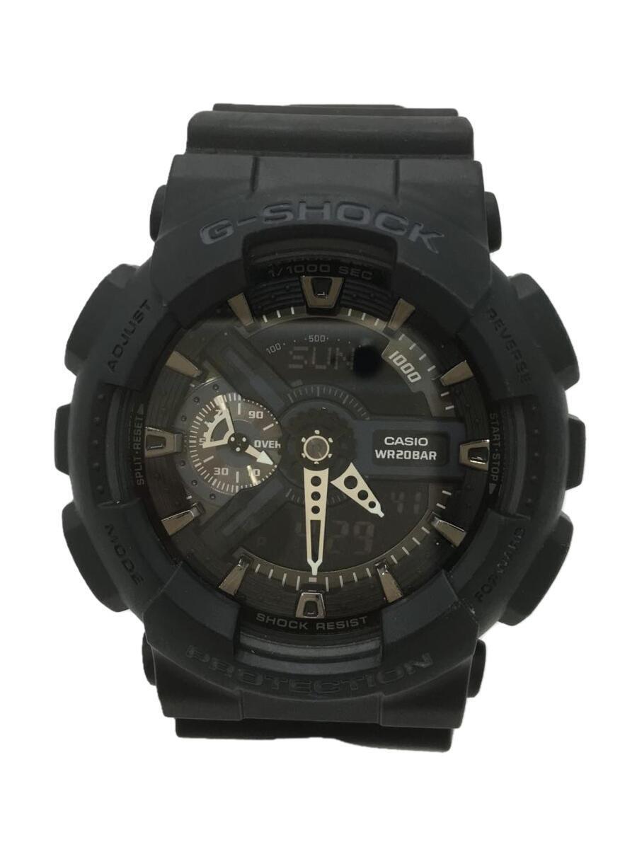 CASIO◆クォーツ腕時計・G-SHOCK/デジアナ/ラバー/BLK/ブラック