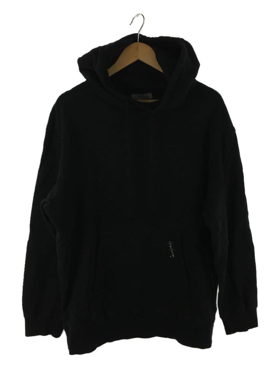 yohji yamamoto POUR HOMME◆パーカー/3/コットン/BLK/HG-T44-088/SIGNATURE PRINT PULLOVER HOODIE
