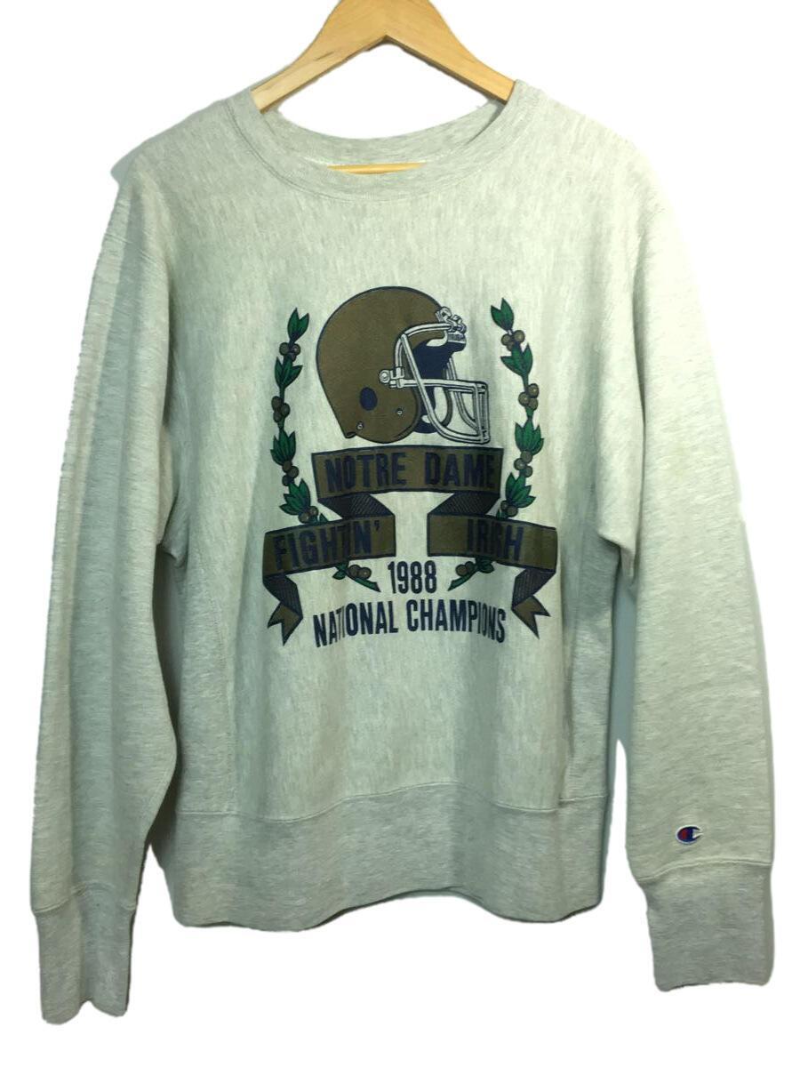 Champion◆スウェット/L/コットン/GRY/80s/NOTRE DAME FIGHTIN IRISH/REVERSE WEAVE