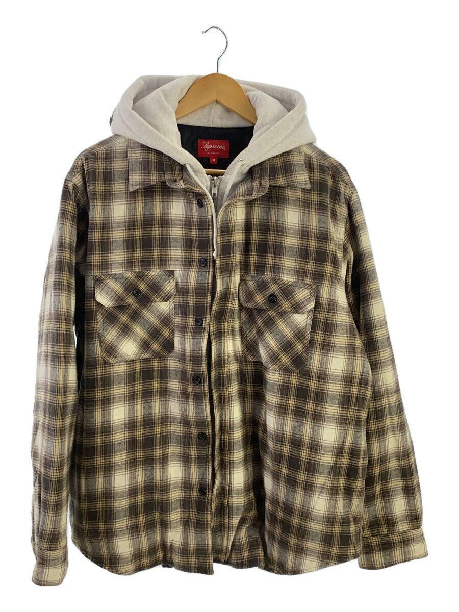 Supreme◆21AW/Hooded Flannel Zip Up Shirt/M/コットン/BRW/チェック_画像1
