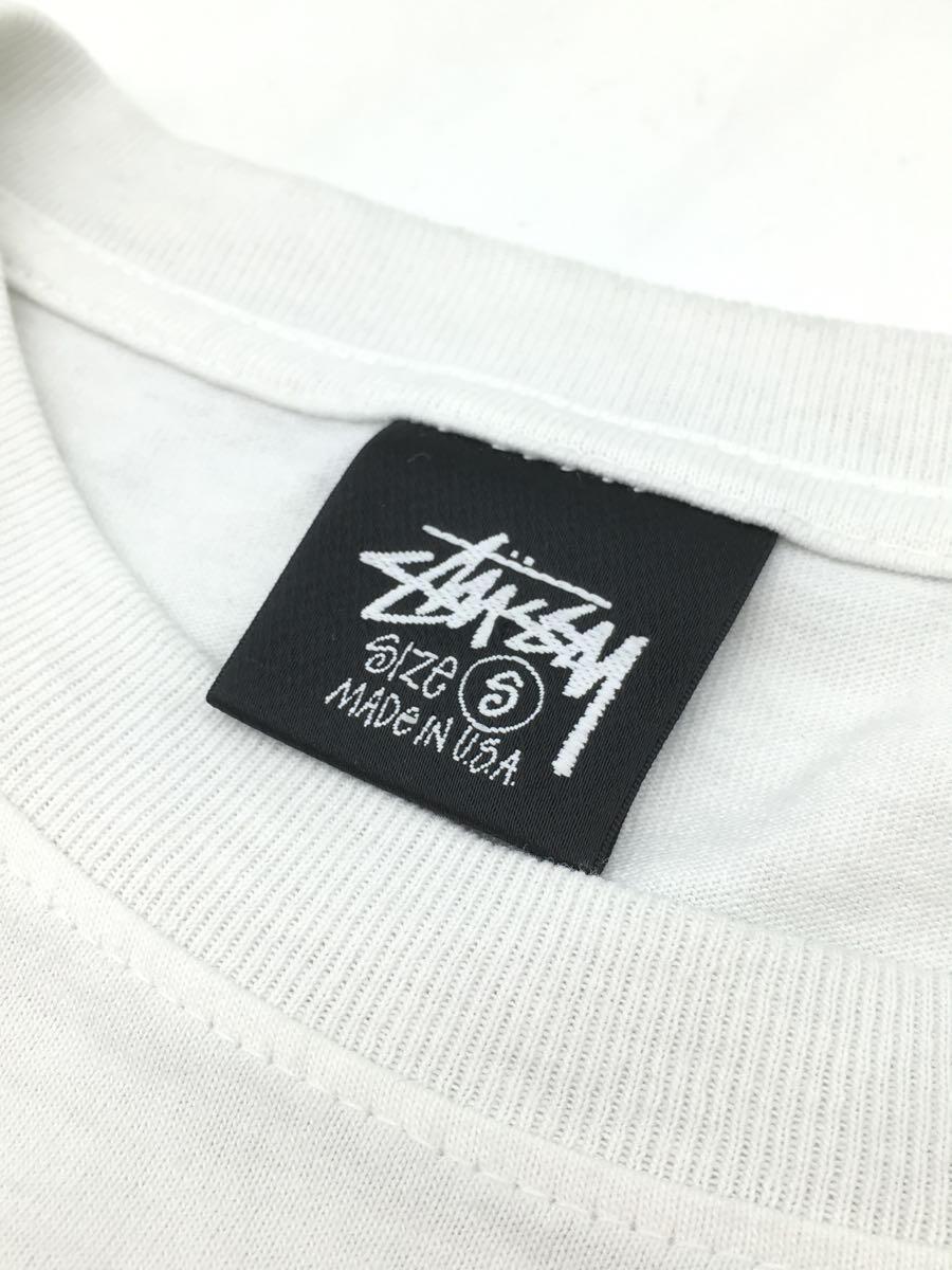 STUSSY◆USA製/ステューシー/バックビッグロゴ半袖Tシャツ/Sサイズ/コットン/ホワイト_画像3